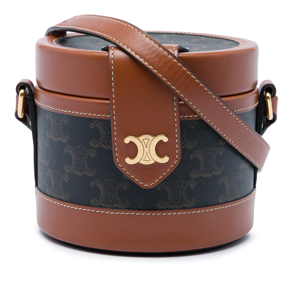 Pre-Loved Celine Small Triomphe Coated Canvas Tambour Crossbody